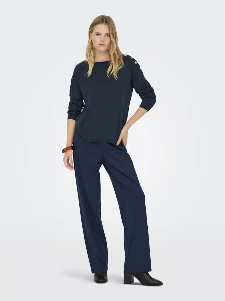 Pull bleu col bateau JDY femme Laura JDYLAURA manches longues S-XXL