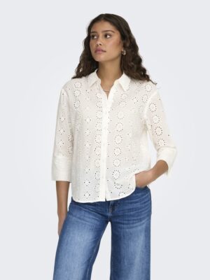 Chemise blanche ample à manches 3/4 pour femme JDY avec broderie anglaise