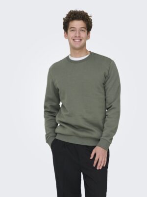 Sweat vert col rond homme ONLY & SONS coton polyester