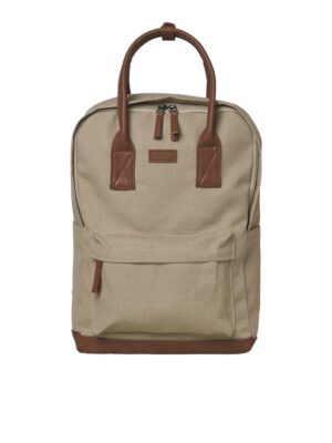 SAC A DOS BEIGE TOILE ET SIMILI CUIR JACK AND JONES HOMME 12292167