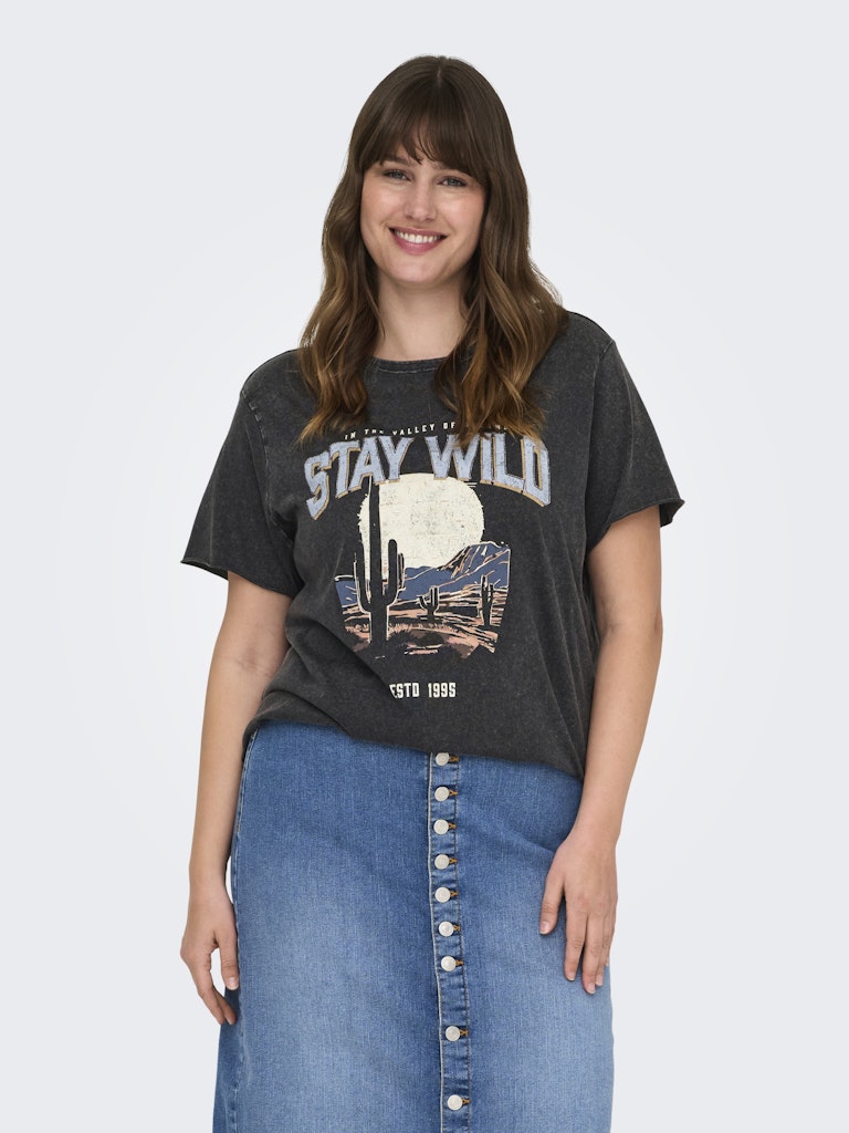 T‑shirt noir femme grande taille ONLY Carmakoma logo Stay Wild en coton bioT‑shirt noir femme grande taille ONLY Carmakoma logo Stay Wild en coton biocasual senas