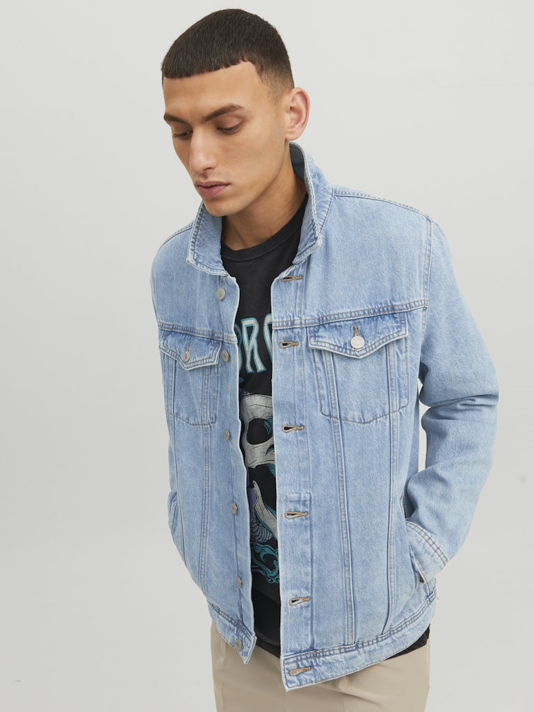 Veste en jean clair Jack & Jones homme coupe courte délavage lumineux