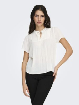Blouse blanche légère JDY femme viscose col V nœud volumineuse