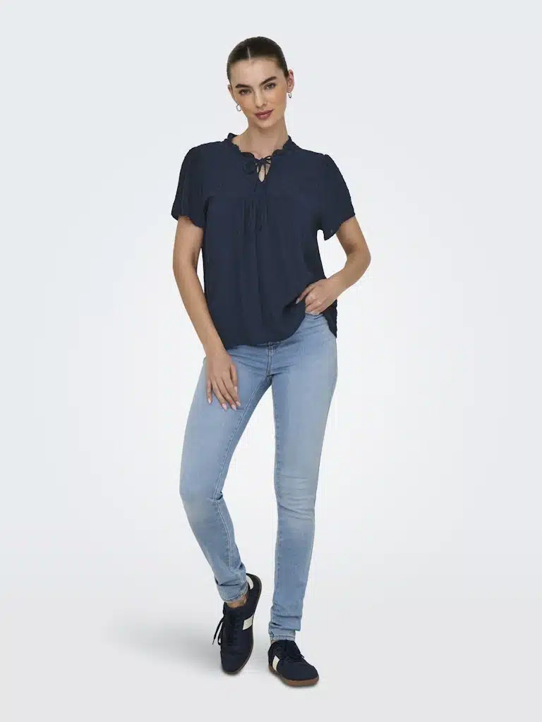 Blouse bleue JDY femme manches courtes – Collection Printemps/Été 2026 – Image 4