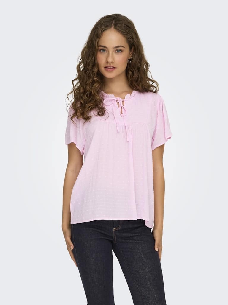 Blouse rose légère JDY viscose femme 34-44 V-neck loose fit - Casual Sénas Z.A.C. Capelette