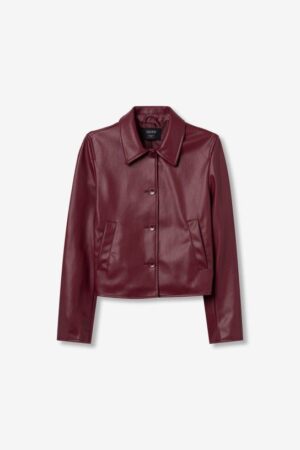 "Veste courte similicuir bordeaux femme Tiffosi coupe ample XS L nouvelle collection printemps vue face