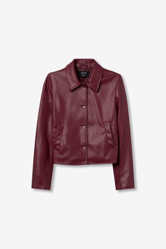 "Veste courte similicuir bordeaux femme Tiffosi coupe ample XS L nouvelle collection printemps vue face