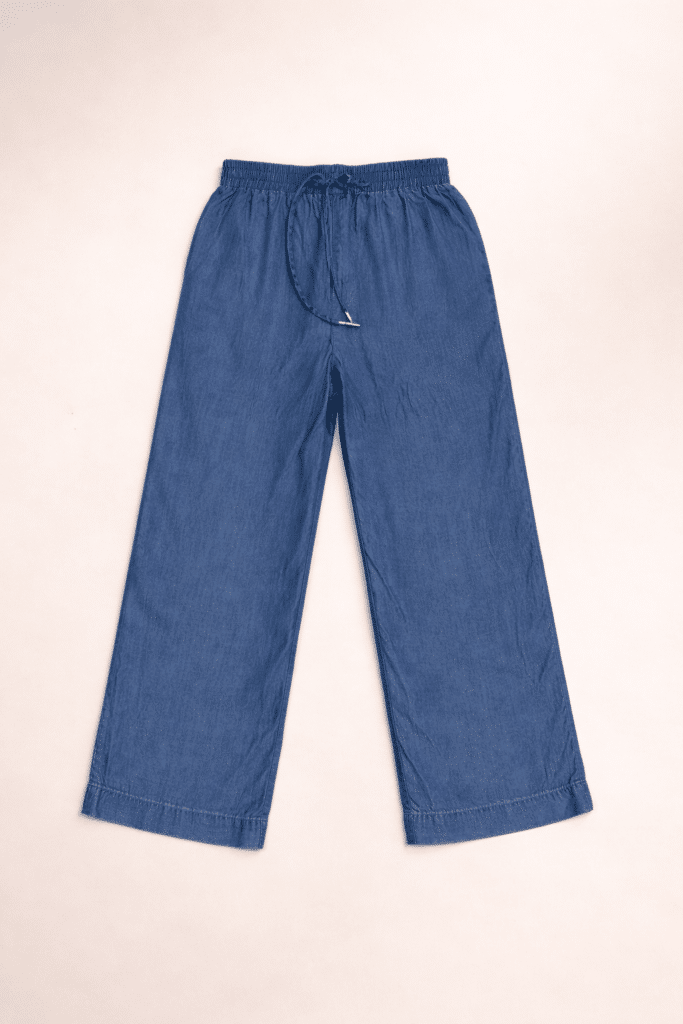pantalon bleu coupe fluide femme TIFFOSI en TENCEL Lyocell taille élastiquée printemps été 2026