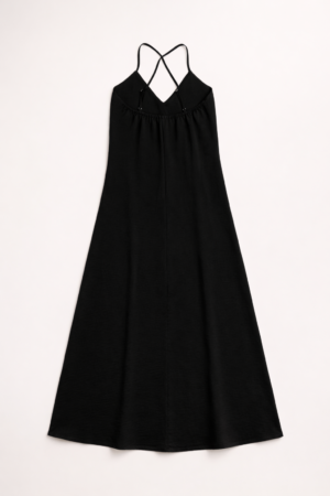 robe noire longue fendue femme TIFFOSI été petites bretelles dos croisé chic casual senas