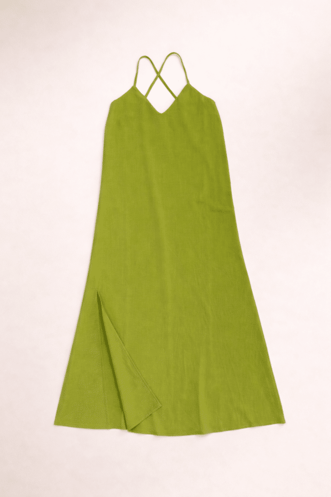 robe verte longue fendue femme TIFFOSI été petites bretelles dos croisé chic casual senas