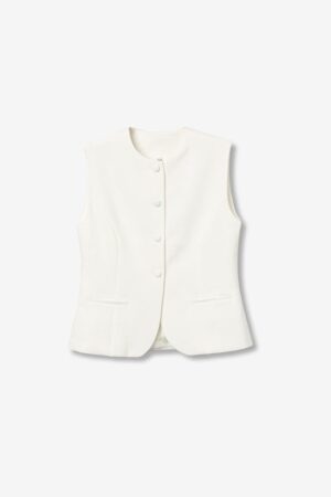 Gilet tailleur femme blanc sans manches Tiffosi col V cintré XS-L Printemps Été 2026