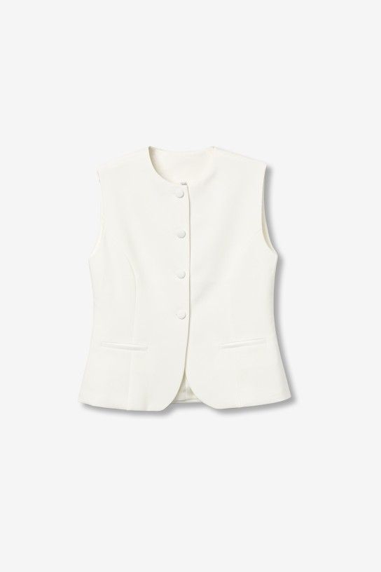 Gilet tailleur femme blanc sans manches Tiffosi col V cintré XS-L Printemps Été 2026