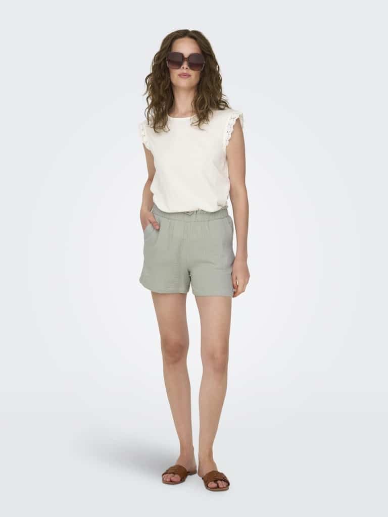 Short vert femme gaze de coton JDY taille élastique mi-haute XS XXL Printemps Été 2026 - Casual Sénas Z.A.C. Capelette