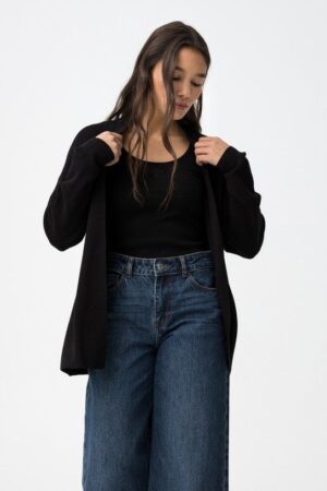 Gilet noir femme maille fine Tiffosi cardigan ouvert manches longues XS XL printemps été 2026