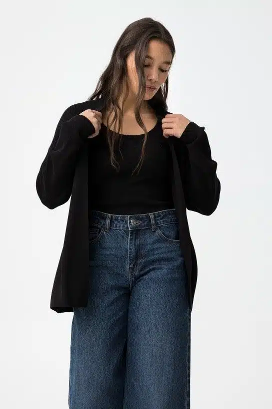 Gilet noir femme maille fine Tiffosi cardigan ouvert manches longues XS XL printemps été 2026