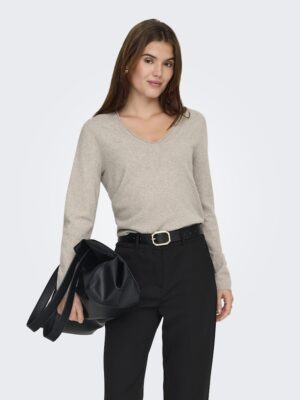 Pull beige femme maille fine col V ONLY tricot léger printemps été XS L