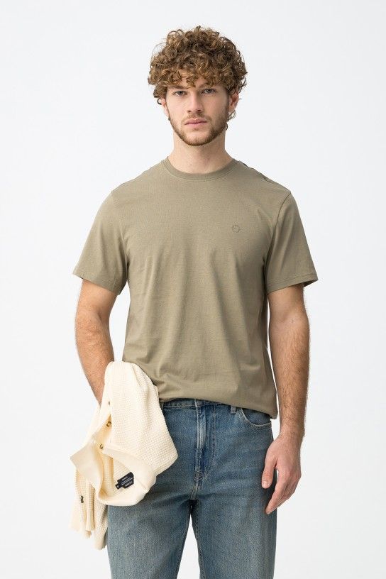 Tee-shirt homme kaki vert militaire 100% coton TIFFOSI Barton1 col rond logo poitrine nouvelle collection printemps été 2026 boutique Casual Sénas.