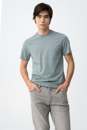 Tee-shirt homme bleu pétrole 100% coton TIFFOSI Barton1 col rond logo poitrine nouvelle collection printemps été 2026 boutique Casual Sénas.