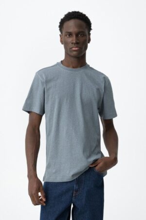 Tee-shirt homme bleu pétrole mélange coton lin TIFFOSI Frank col rond logo bassin collection printemps été 2026 boutique Casual Sénas.