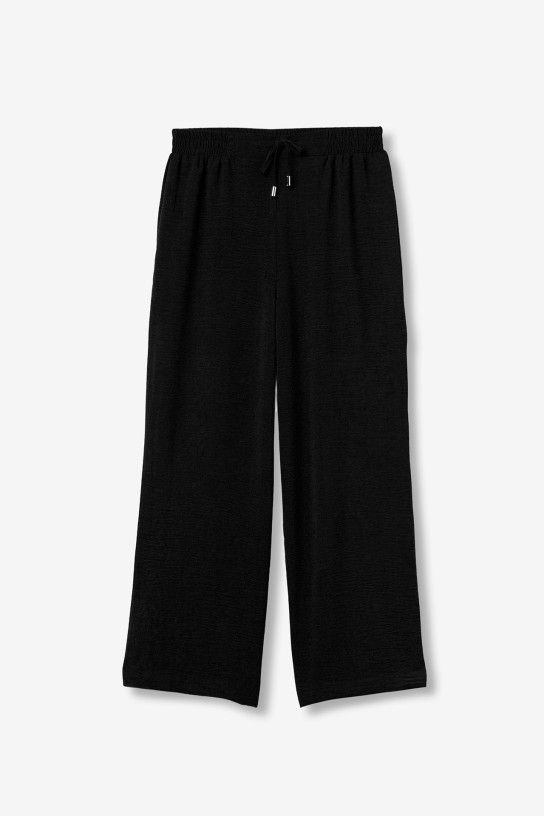 Pantalon noir fluide femme TIFFOSI Francesca coupe 7/8ème taille élastique collection 2026 Casual Sénas