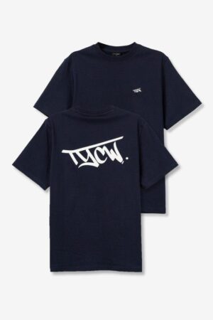 T-shirt bleu marine ado garçon TIFFOSI TYCW avec logo poitrine et grand graphisme au dos 100% coton coupe droite nouvelle collection printemps été 2026 boutique Casual Sénas.