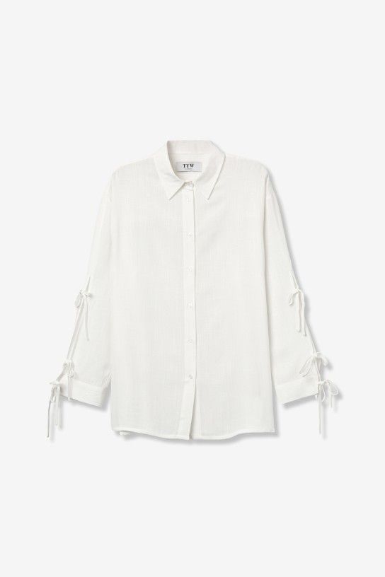 Chemisier fluide blanc ado fille manches longues avec ouvertures à nœuds TIFFOSI Fresh-C style bohème chic nouvelle collection printemps été 2026 boutique Casual Sénas.