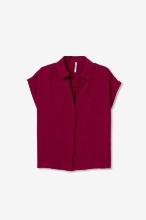 Blouse bordeaux femme fluide TIFFOSI Berto1 col chemise manches courtes collection printemps été 2026 boutique Casual Sénas.