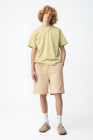 Short de jogging beige sable pour adolescent garçon Tiffosi TROY1, logo TYCW, 100% coton, collection printemps été 2026 boutique Casual Sénas.