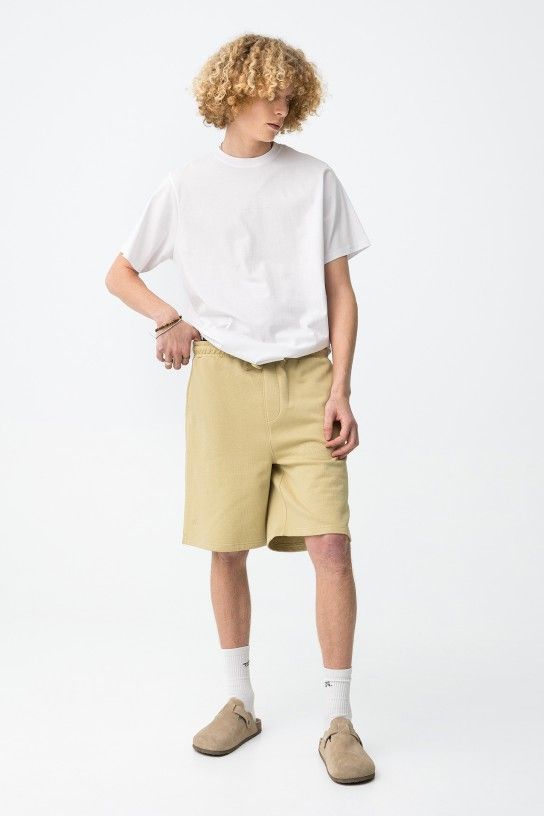 Short de jogging vert vif pour adolescent garçon Tiffosi TROY1, logo TYCW blanc, 100% coton, collection printemps été 2026 boutique Casual Sénas.