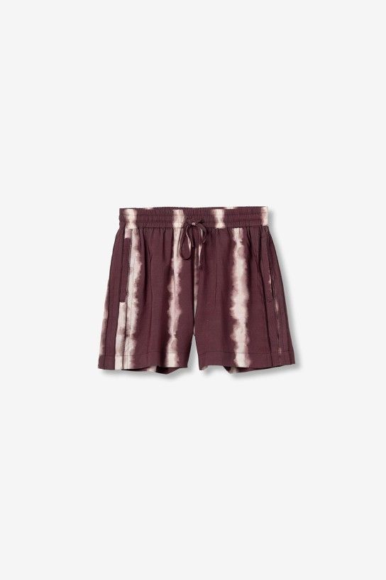 Short ado fille Tiffosi Lavandab bordeaux et rouge, imprimé graphique Tie-Dye, taille élastiquée, matière viscose légère et respirante, collection printemps été 2026 boutique Casual Sénas.