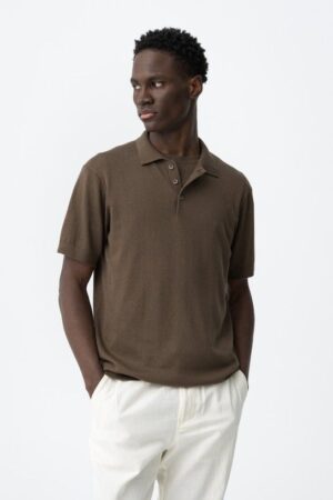 Polo vert manches courtes Tiffosi WAVE en lin pour homme, maille texturée respirante, style casual chic, collection Casual Sénas 2026.