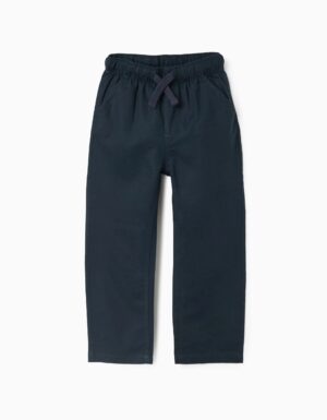 PANTALON BLEU EN LIN ET COTON COUPE DROITE ET CORDON ZIPPY GARCON DU 3/4 ANS AU 13/14 ANS COLLECTION PRINTEMPS/ÉTÉ 2026