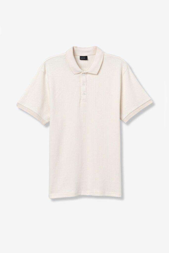 Polo homme Tiffosi modèle Nolan en maille ajourée beige écru, 100% coton respirant, coupe moderne, disponible chez Casual Sénas.