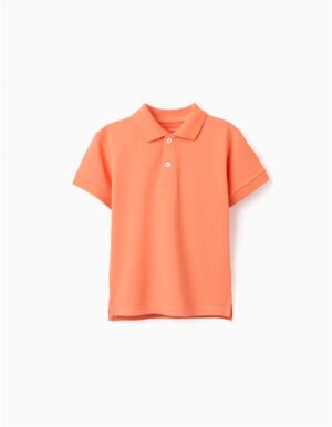 Polo orange manches courtes Zippy garçon 100% coton, col polo 3 boutons, référence ZBAP0301_26007, collection 2026 Casual Sénas.