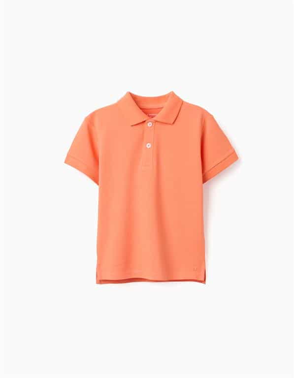 Polo orange manches courtes Zippy garçon 100% coton, col polo 3 boutons, référence ZBAP0301_26007, collection 2026 Casual Sénas.