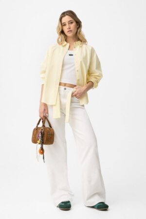 Jean large blanc cassé coupe wide leg pour ado fille, modèle KYLIE73 de Tiffosi en 100% coton, disponible chez Casual Sénas.