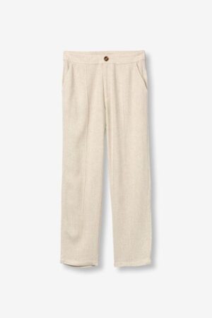 Pantalon chino beige femme Tiffosi HOPE coupe droite fluide lin viscose pinces avant Casual Sénas mode été chic