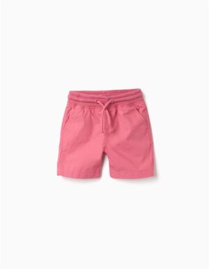 Short rose en coton pour bébé fille avec taille élastique et cordon de serrage, marque Zippy, nouvelle collection chez Casual Sénas.