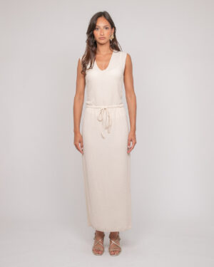 Ensemble 2 pièces femme beige Dona Lisa Xotaka débardeur col V jupe longue fluide matière texturée gaufrée style bohème chic Casual Sénas mode 2026