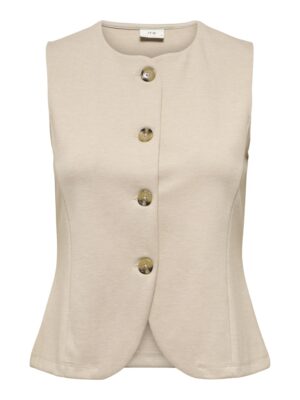 Gilet sans manches beige femme JDYRISSO coupe ajustée structurée boutons effet écaille matière jersey doux style tailoring casual chic Casual Sénas mode 2026