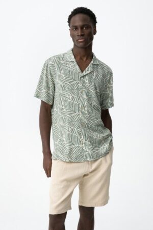 CHEMISE FLUIDE A MANCHES COURTES BEIGE IMPRIMÉ VERT TIFFOSI HOMME DU S AU XXL COLLECTION PRINTEMPS/ÉTÉ 2026