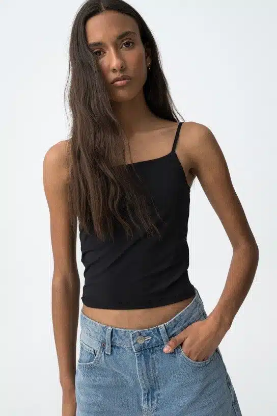 Débardeur noir femme fines bretelles Tiffosi Viana coupe ajustée collection printemps-été 2026 boutique Casual Sénas.