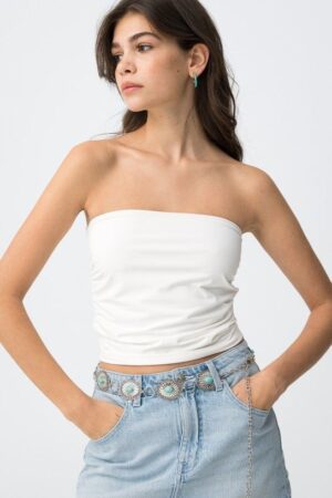 Bustier brassière blanc femme Tiffosi Gaia coupe bandeau stretch collection printemps-été 2026 boutique Casual Sénas.