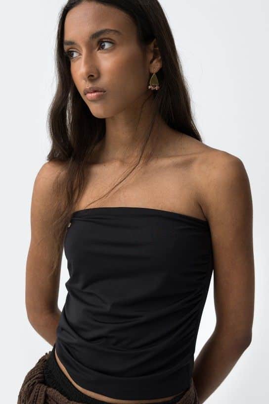 Top brassière noir femme Tiffosi Gaia coupe bandeau stretch TYW collection printemps-été 2026 boutique Casual Sénas.