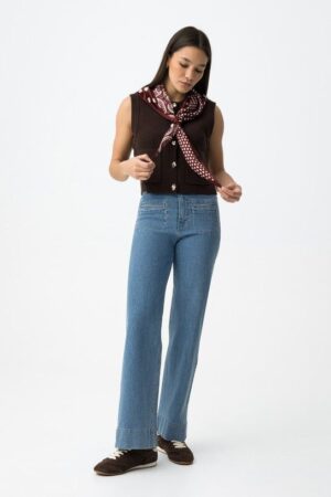Jean bleu femme Tiffosi Olivia16 coupe straight loose taille haute style vintage collection printemps-été 2026 boutique Casual Sénas.