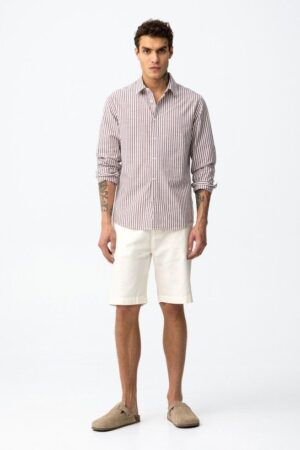 short homme ecru coton lin tiffosi hendrix taille elastique ete casual senas