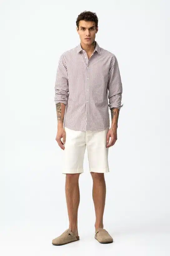 short homme ecru coton lin tiffosi hendrix taille elastique ete casual senas