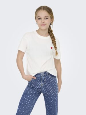 t shirt blanc oversize coeur rouge only fille ete 2026