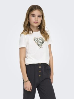 t shirt blanc fille coeur kidsonly manches courtes ete 2026