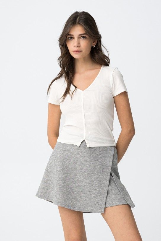 t shirt blanc col v femme tiffosi murca coton stretch ete senas livraison france